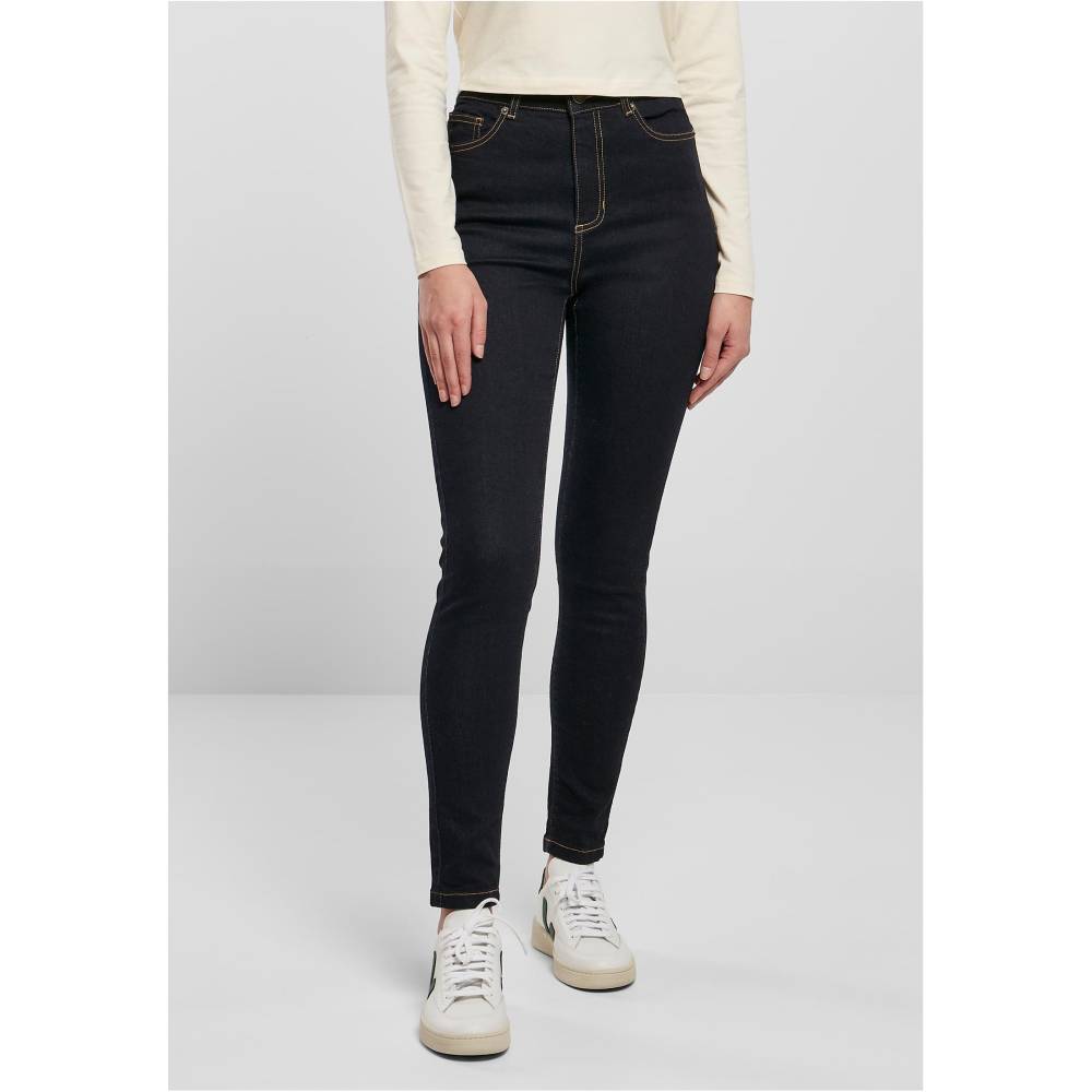 Urban Classics - Organic High Waist Skinny jeans - Dark blue